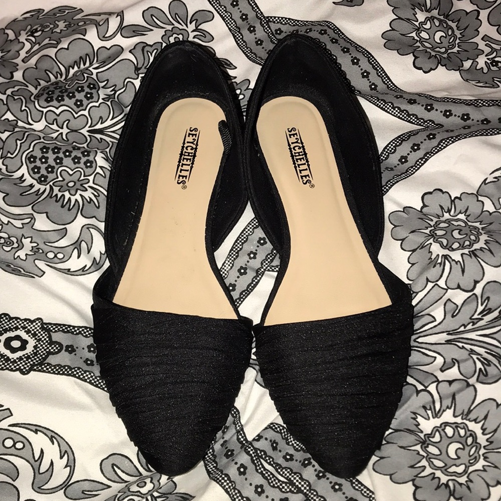 Black sateen flats